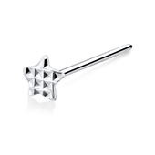 Checked Star Silver Straight Nose Stud NSKA-03b